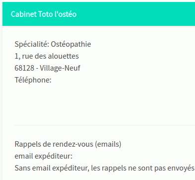 Exemple de données du cabinet