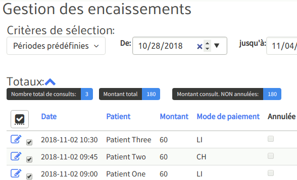 Vue semaine du calendrier